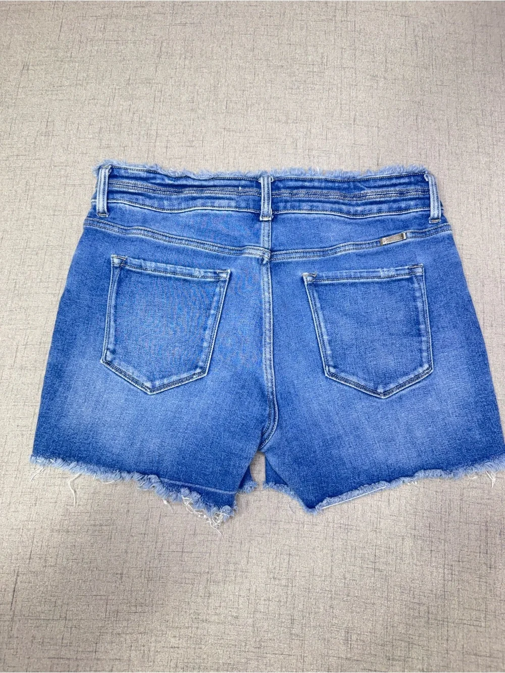 KanCan High Rise Frayed Distressed Double Button 3.5” Denim Jean Shorts Size 31
